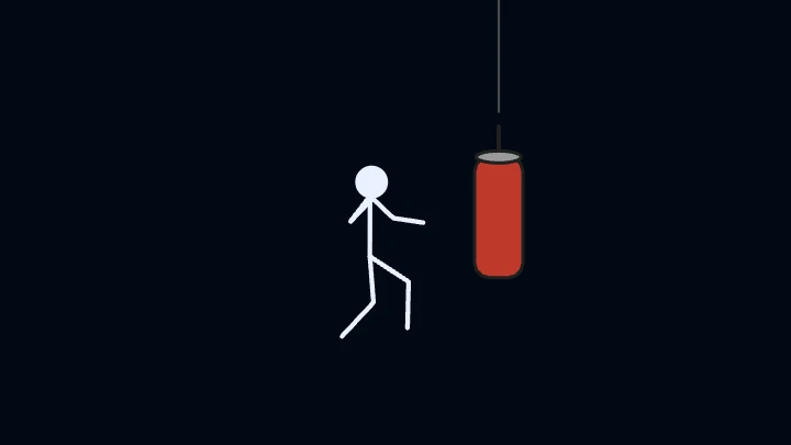A punching bag swinging after a hit, made by the Diamond Animator engine